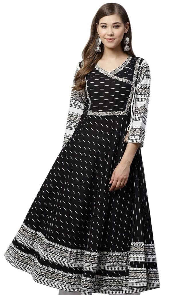 black angrakha kurti