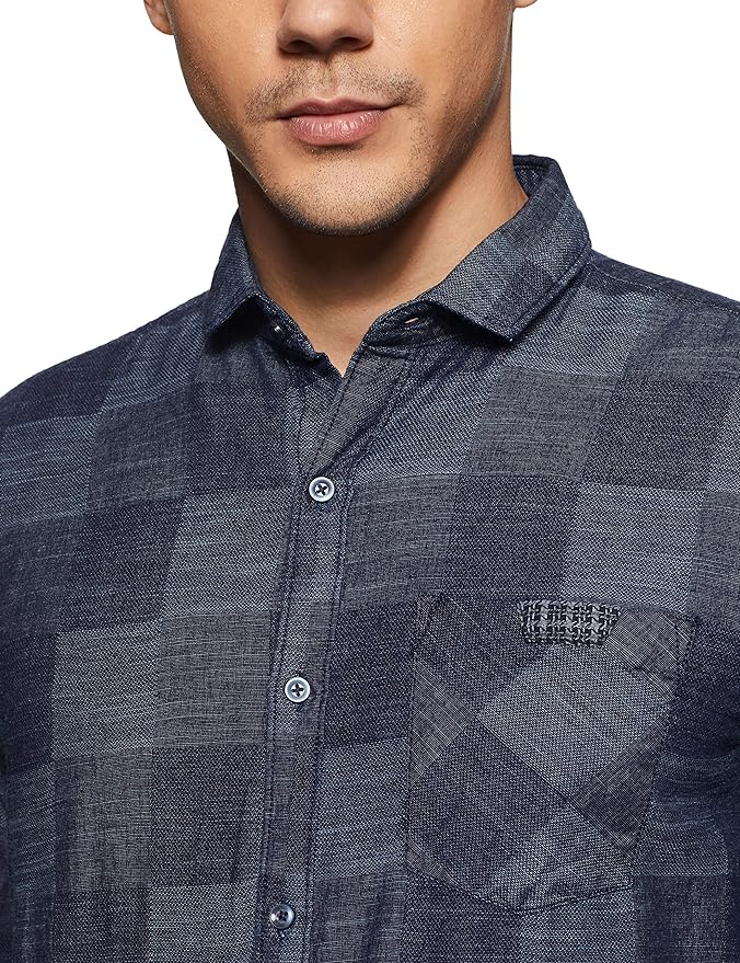 Full Sleeve Check Shirt in Navy