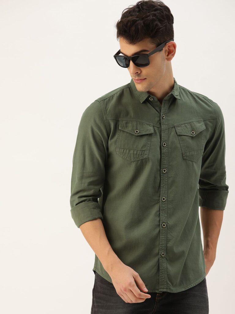 Male Olive Tint Dress Shirt