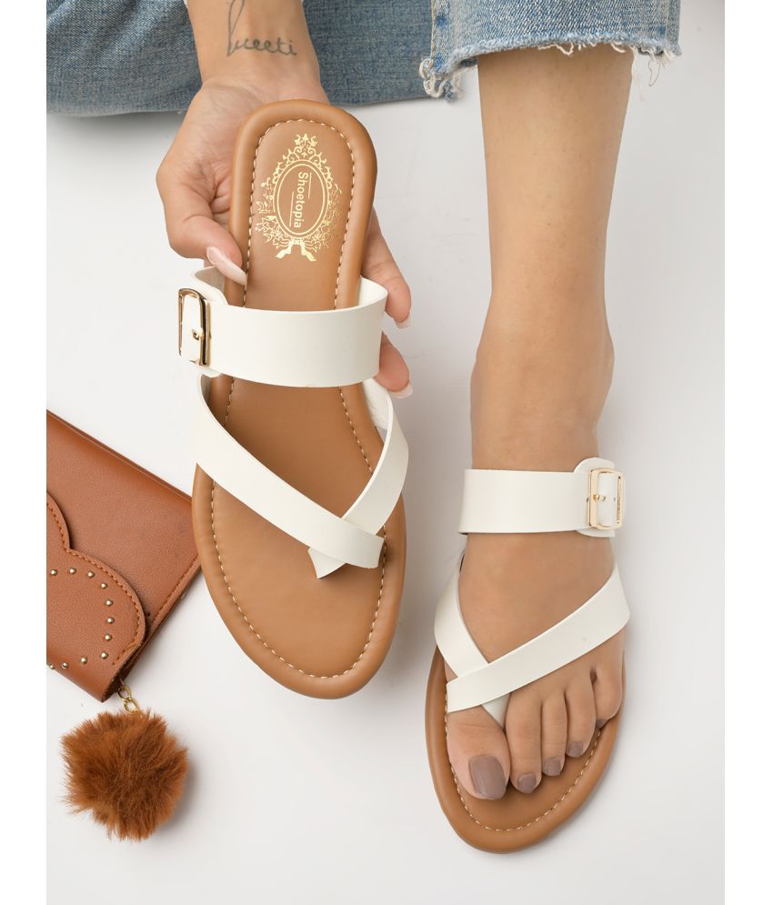 White Flat Comfort Sandals