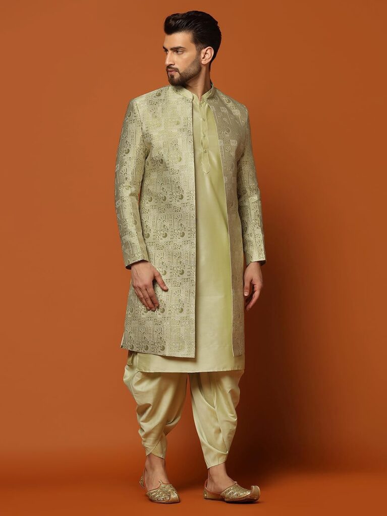 KISAH Sherwani Set with Woven Motifs