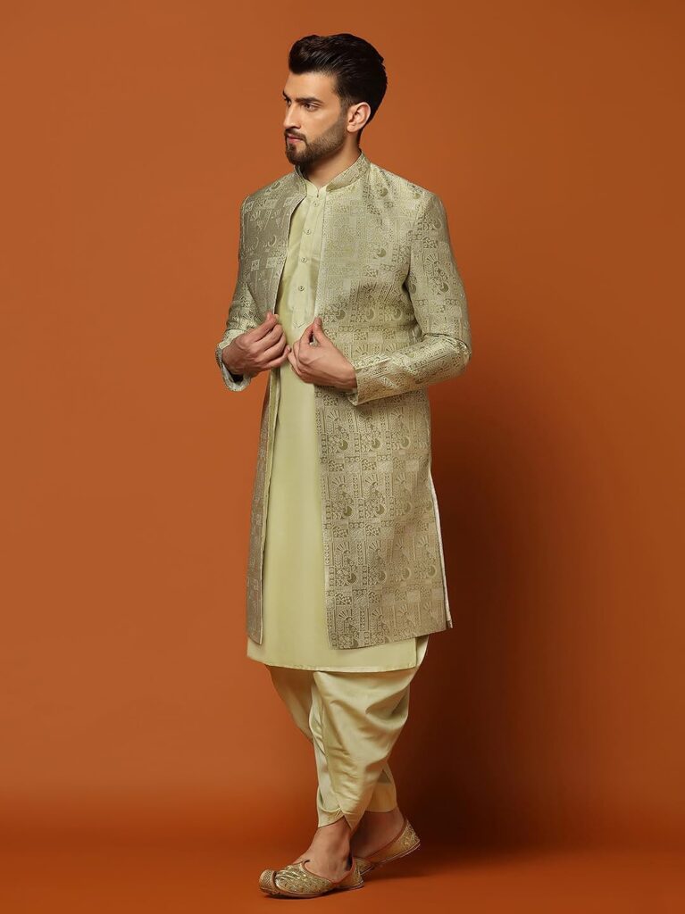 KISAH Sherwani Set with Woven Motifs