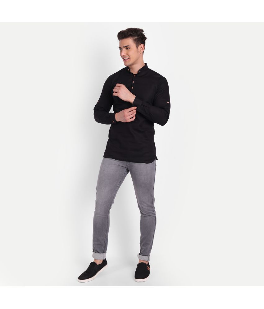 black cotton slim fit shirt