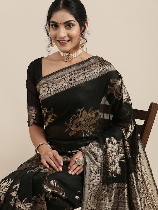 black saree look