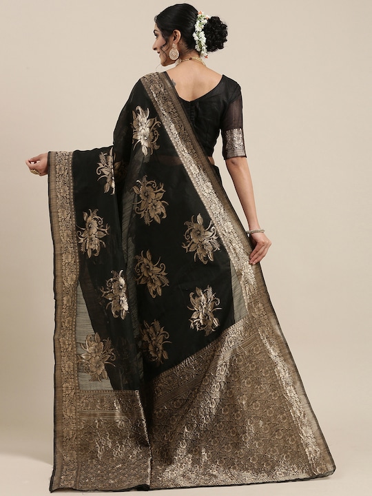 black floral saree