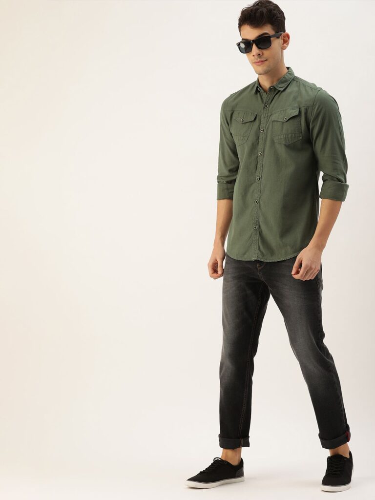 Male Olive Green Shirt