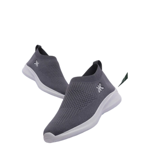 Men's Grey Woven Design Slip-On Sneakers