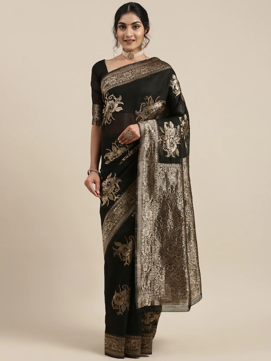 floral black saree