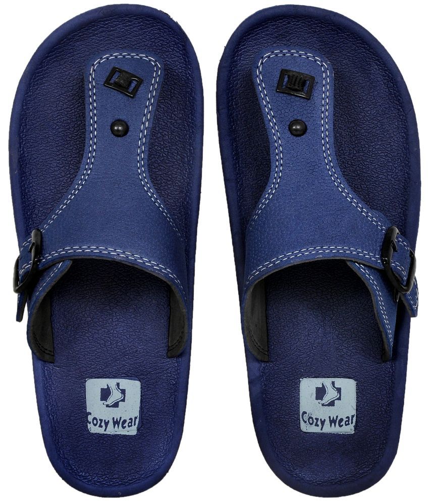 mens slippers navy blue