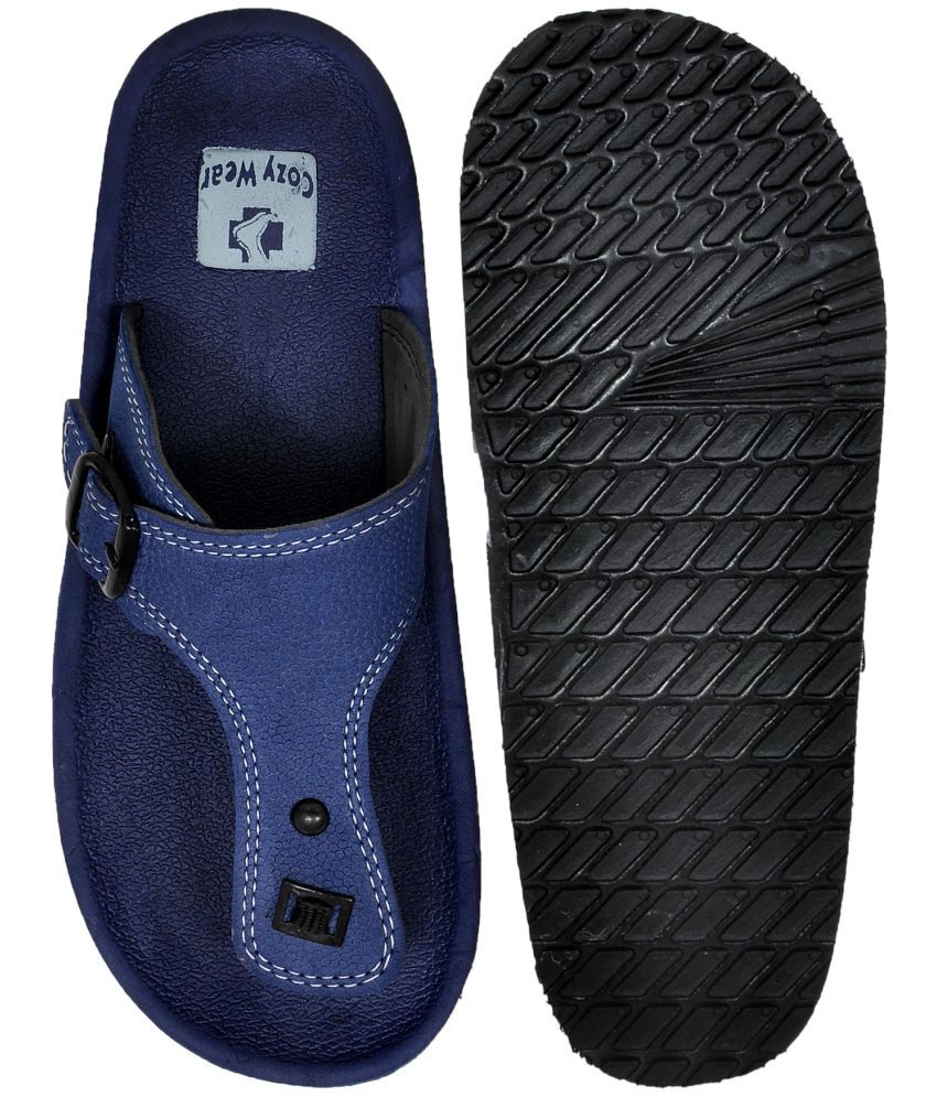 Male cobalt slip-on sandals